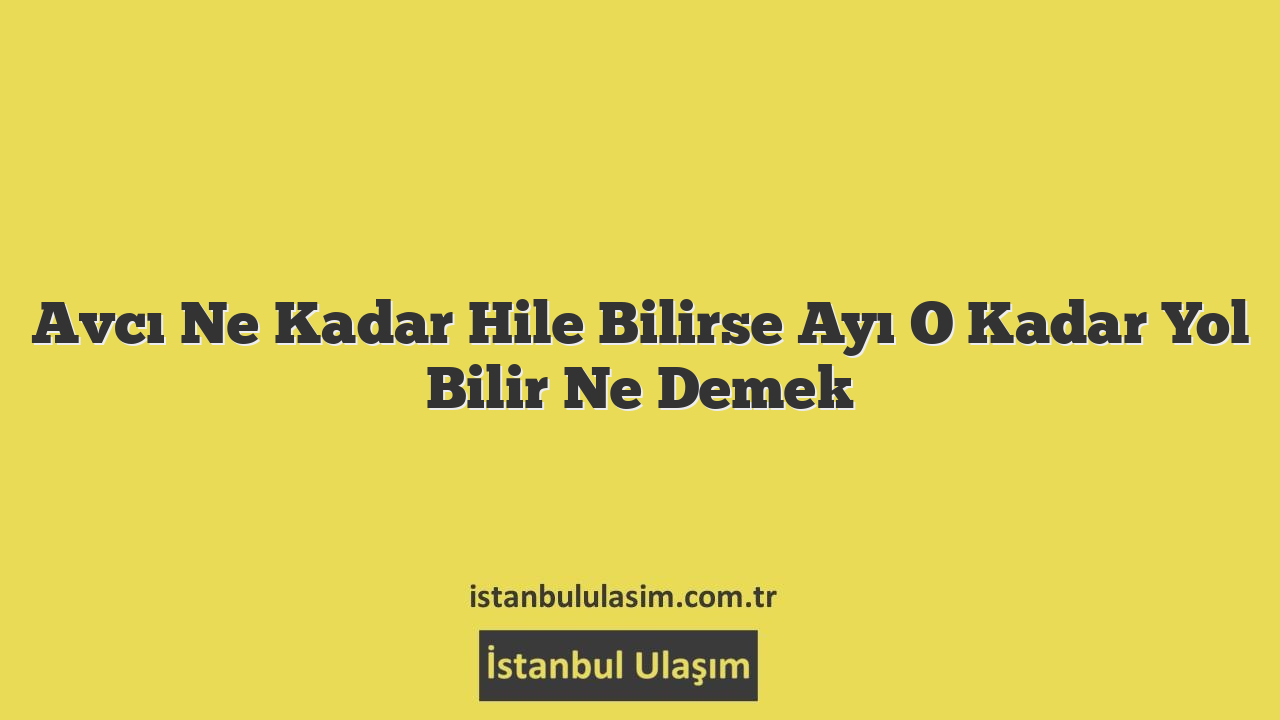 Avcı Ne Kadar Hile Bilirse Ayı O Kadar Yol Bilir Ne Demek